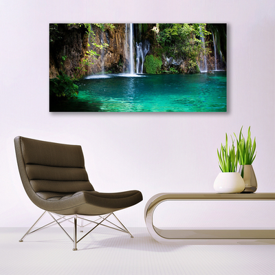 Fototryck canvas Lake Waterfall Nature