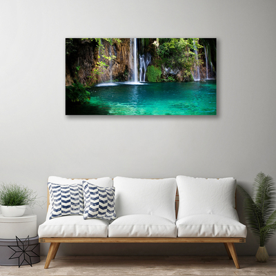 Fototryck canvas Lake Waterfall Nature