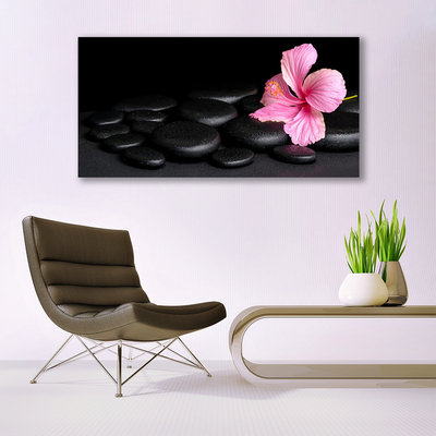 Fototryck canvas Svarta stenar blomma