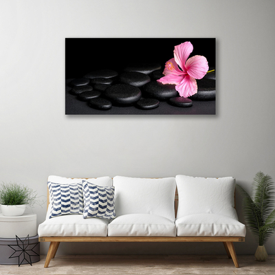 Fototryck canvas Svarta stenar blomma