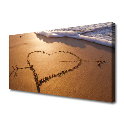 Fototryck canvas Beach Heart Sea Art