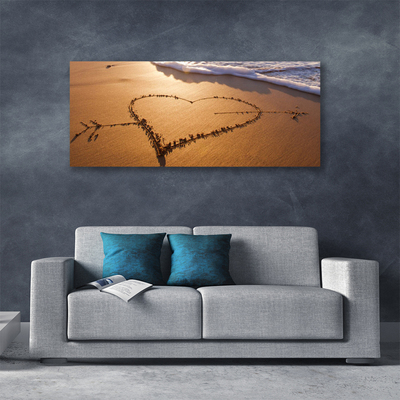 Fototryck canvas Beach Heart Sea Art