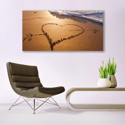 Fototryck canvas Beach Heart Sea Art