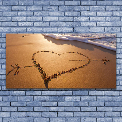 Fototryck canvas Beach Heart Sea Art