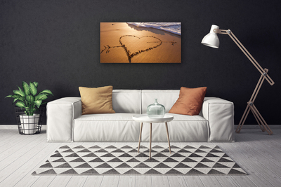 Fototryck canvas Beach Heart Sea Art