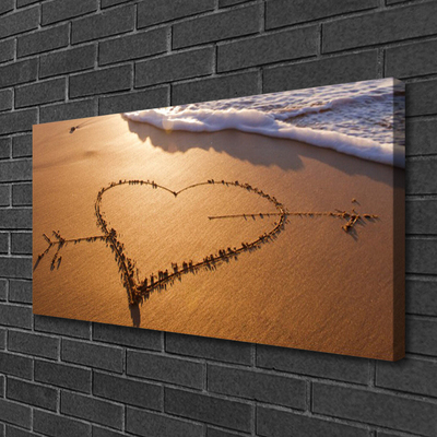 Fototryck canvas Beach Heart Sea Art