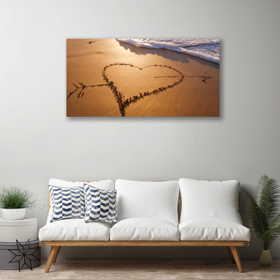 Fototryck canvas Beach Heart Sea Art