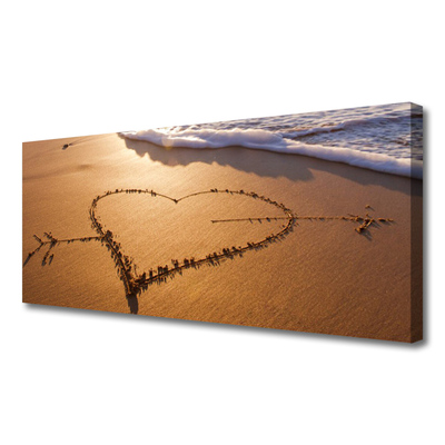 Fototryck canvas Beach Heart Sea Art