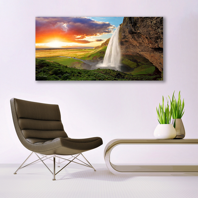 Fototryck canvas Berg vattenfall natur