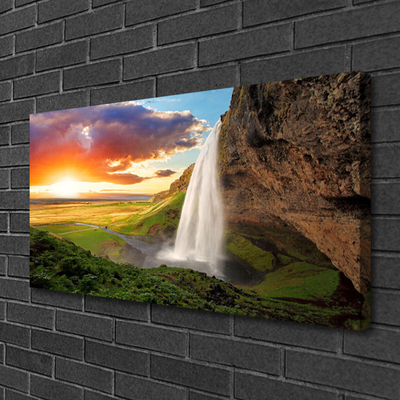 Fototryck canvas Berg vattenfall natur