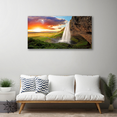 Fototryck canvas Berg vattenfall natur