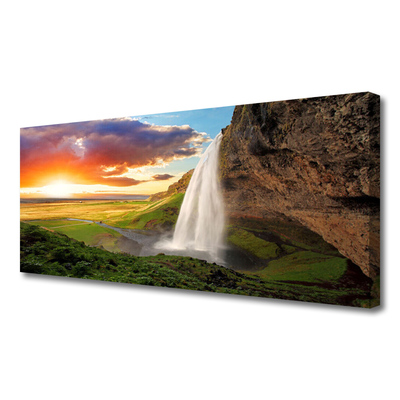 Fototryck canvas Berg vattenfall natur