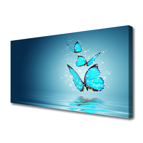 Canvas bild Blue Butterflies Water Art