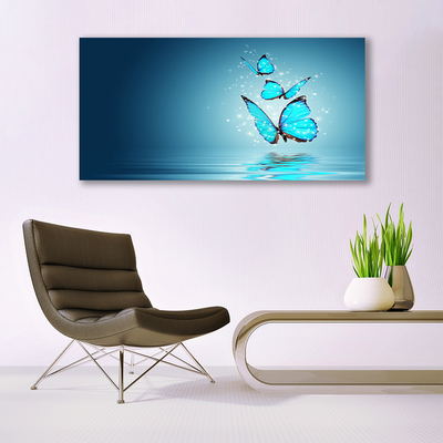 Canvas bild Blue Butterflies Water Art