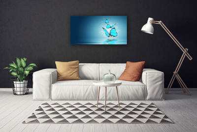 Canvas bild Blue Butterflies Water Art