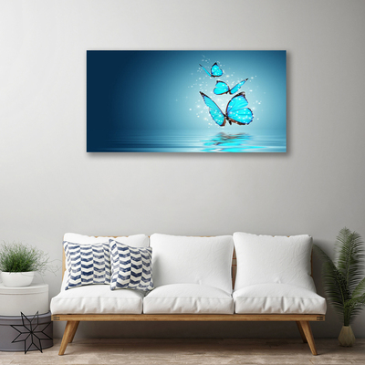 Canvas bild Blue Butterflies Water Art