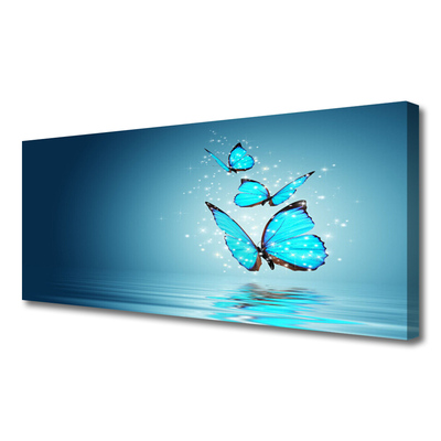 Canvas bild Blue Butterflies Water Art