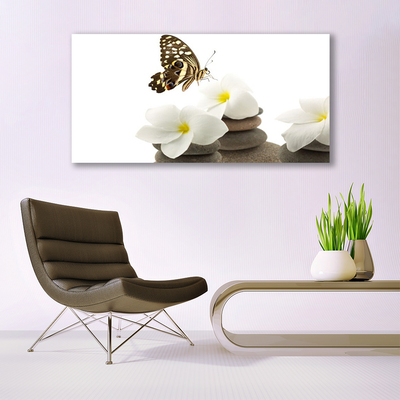 Bild på canvas Butterfly Flower Stones Plant