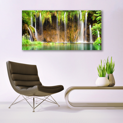 Canvas bild Vattenfall Lake Natur