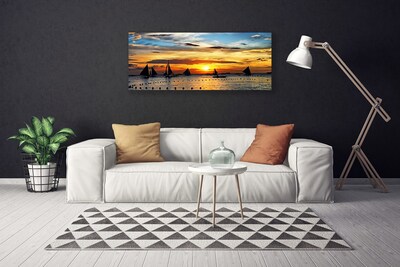 Fototryck canvas Båtar Sea Sun Landskap