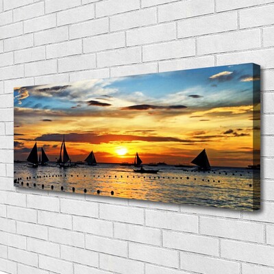 Fototryck canvas Båtar Sea Sun Landskap