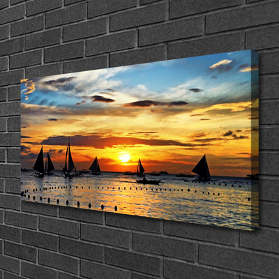Fototryck canvas Båtar Sea Sun Landskap