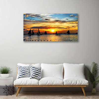 Fototryck canvas Båtar Sea Sun Landskap