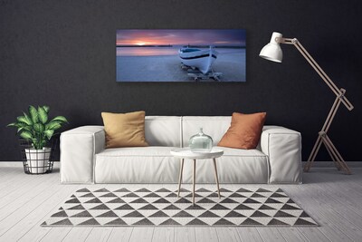 Fototryck canvas Båtstrandsollandskap