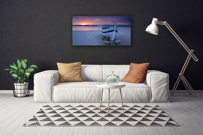 Fototryck canvas Båtstrandsollandskap