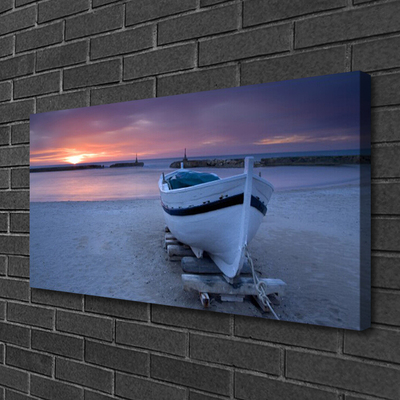 Fototryck canvas Båtstrandsollandskap