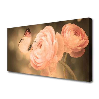 Fototryck canvas Butterfly Roses Nature