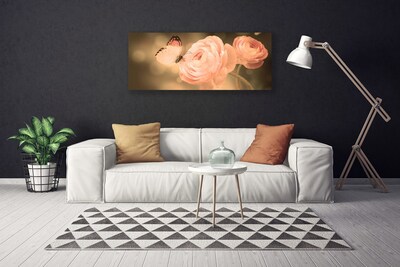 Fototryck canvas Butterfly Roses Nature