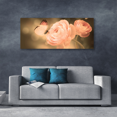 Fototryck canvas Butterfly Roses Nature