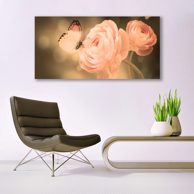 Fototryck canvas Butterfly Roses Nature