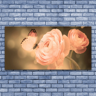 Fototryck canvas Butterfly Roses Nature