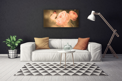 Fototryck canvas Butterfly Roses Nature