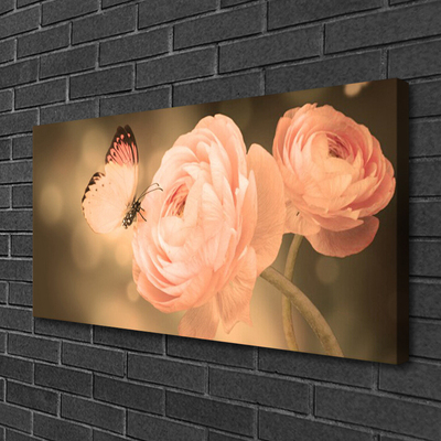 Fototryck canvas Butterfly Roses Nature