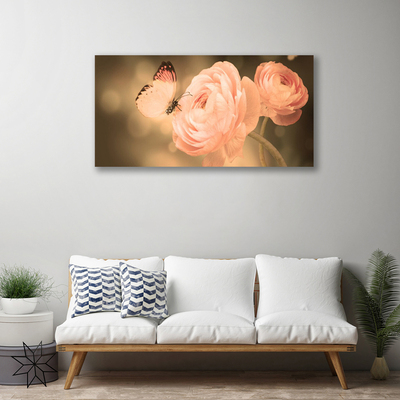 Fototryck canvas Butterfly Roses Nature