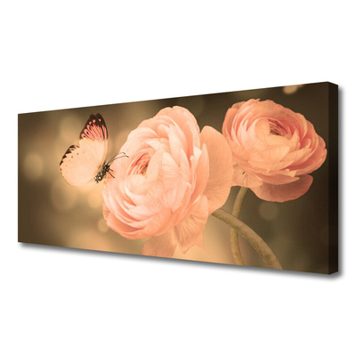 Fototryck canvas Butterfly Roses Nature