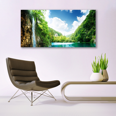 Canvas bild Mountain Forest Lake Nature