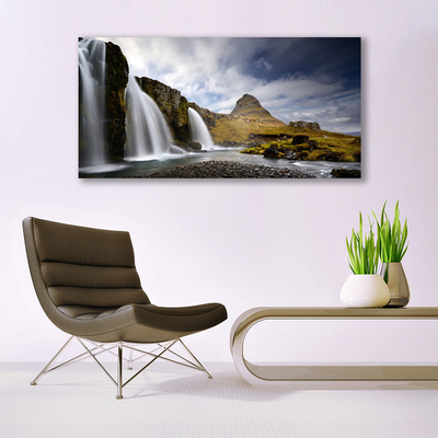 Fototryck canvas Vattenfall bergslandskap