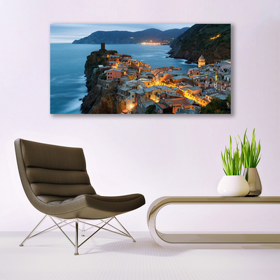 Fototryck canvas Sea City bergslandskap