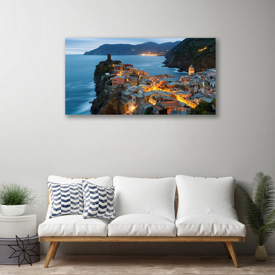 Fototryck canvas Sea City bergslandskap