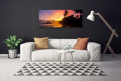 Fototryck canvas Sea Sun Palmträd Landskap