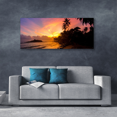 Fototryck canvas Sea Sun Palmträd Landskap