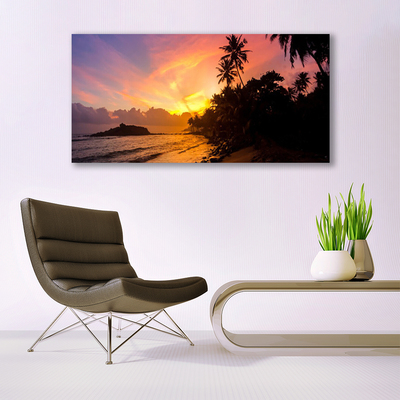 Fototryck canvas Sea Sun Palmträd Landskap