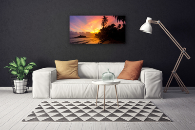 Fototryck canvas Sea Sun Palmträd Landskap