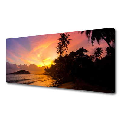 Fototryck canvas Sea Sun Palmträd Landskap