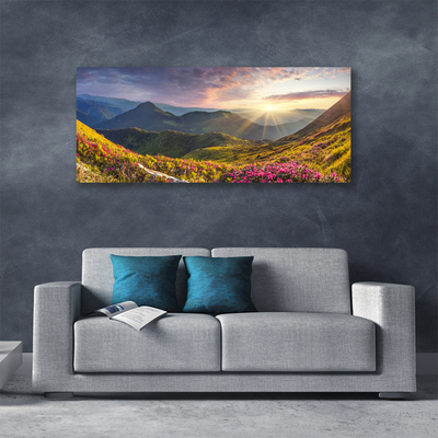 Bild på canvas Mountain Meadow Sun Landskap