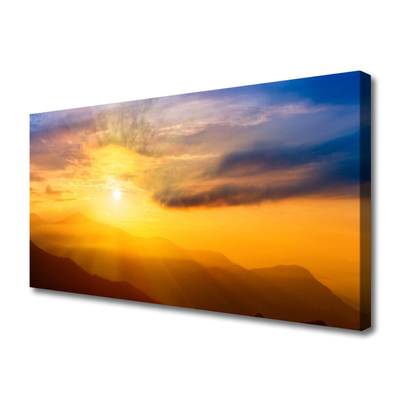 Fototryck canvas Mountain Sun Moln Landskap